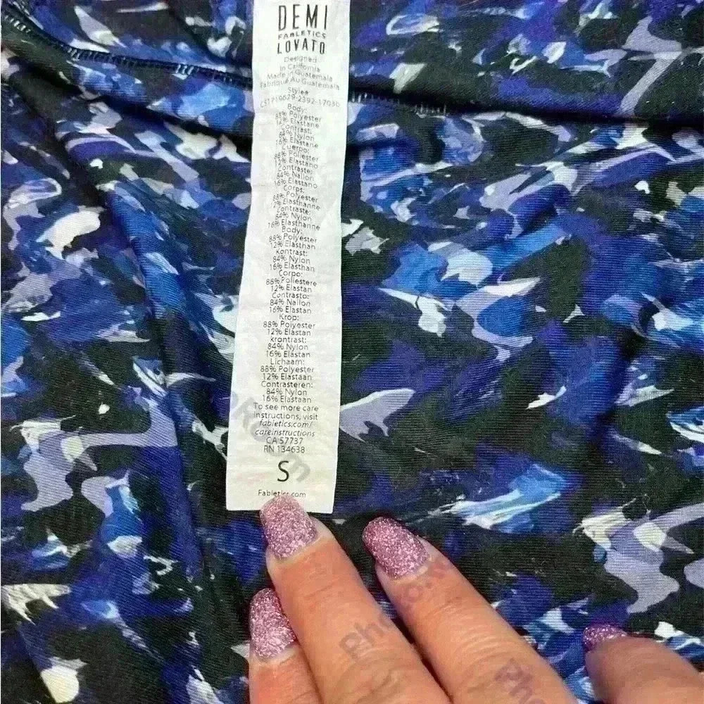 Fabletics x Demi Lovato Leggings Athletic Blue Purple Black - Picture 3 of 3